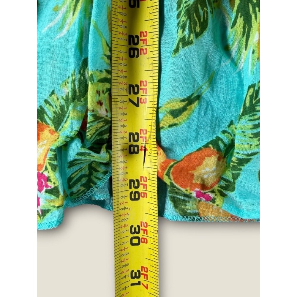 Debbie Katz South Beach Pineapple Tunic Top Turquoise Cotton Tassel XS - Picture 5 of 6